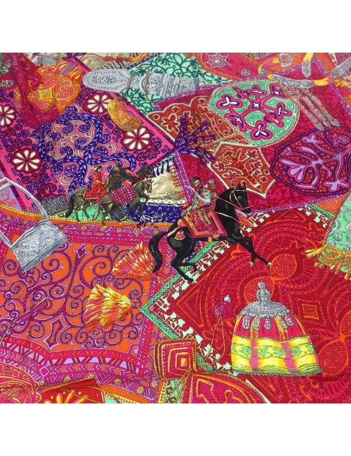 Châle HERMES "Cavaliers du Caucase" en cachemire et soie