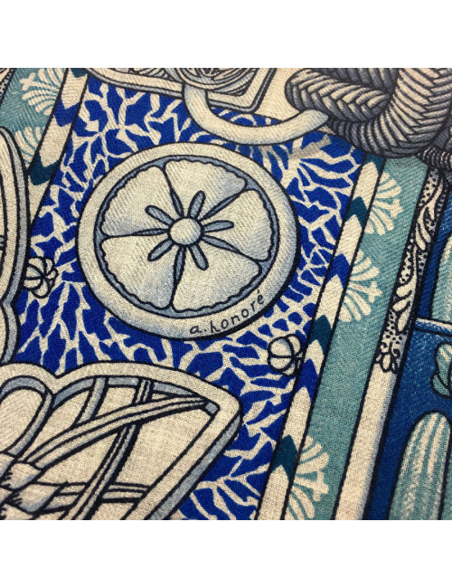 Châle  HERMES 140 x140 cm cachemire et soie