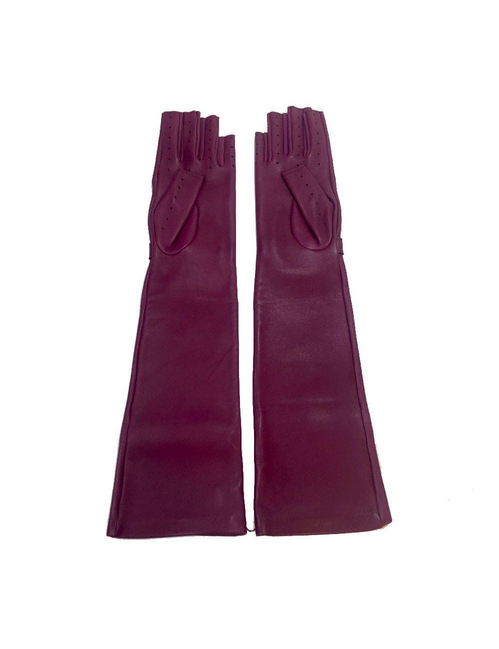 Longues mitaines CHANEL T7,5 en cuir d'agneau fuchsia