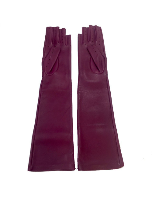 Longues mitaines CHANEL T7,5 en cuir d'agneau fuchsia