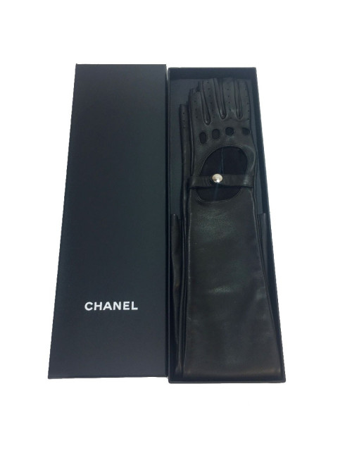 Gants T  CHANEL longs mitainres noirs