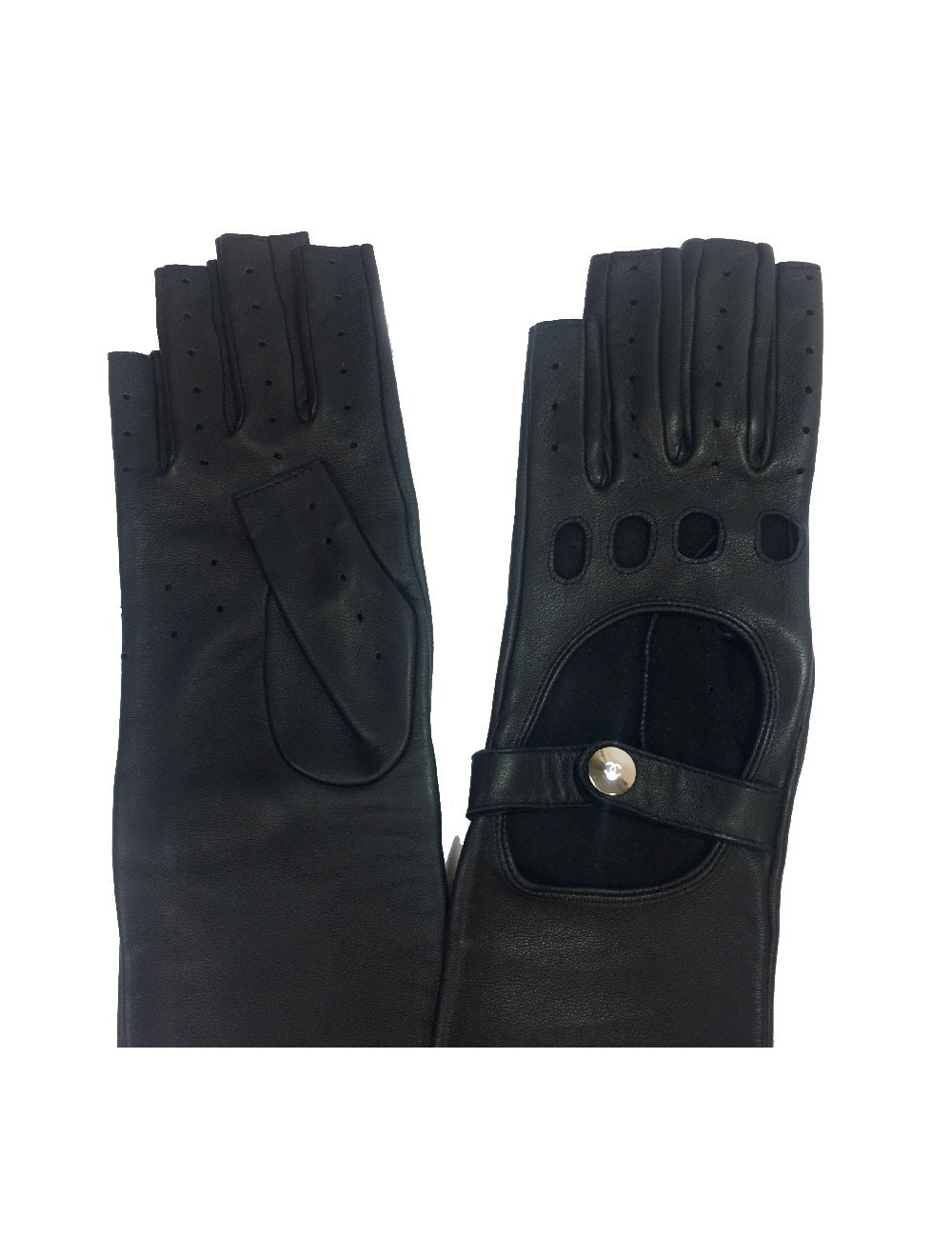 Gants T  CHANEL longs mitainres noirs