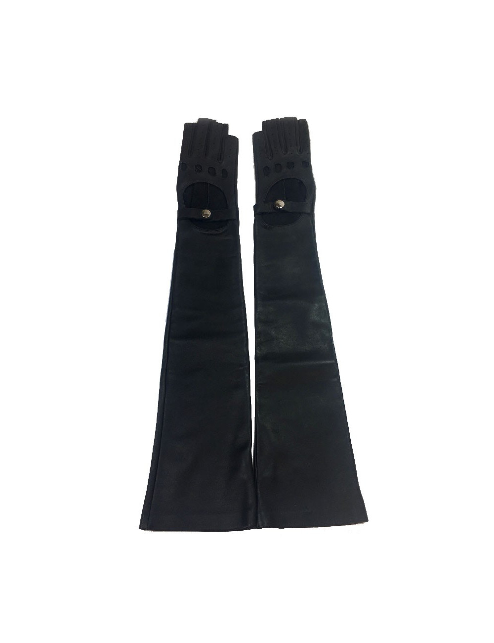 Longues mitaines CHANEL T7 en cuir d'agneau noir