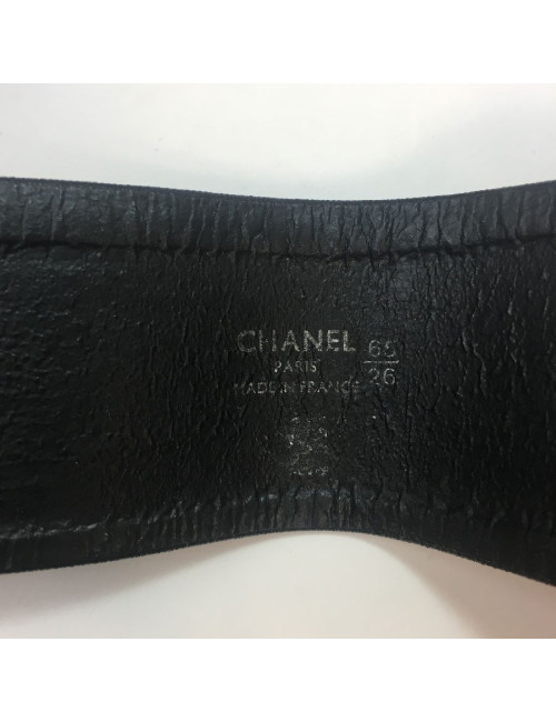 Ceinture CHANEL Vintage noire et métal doré