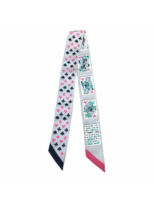 Twilly HERMES "Jeu de cartes" en soie