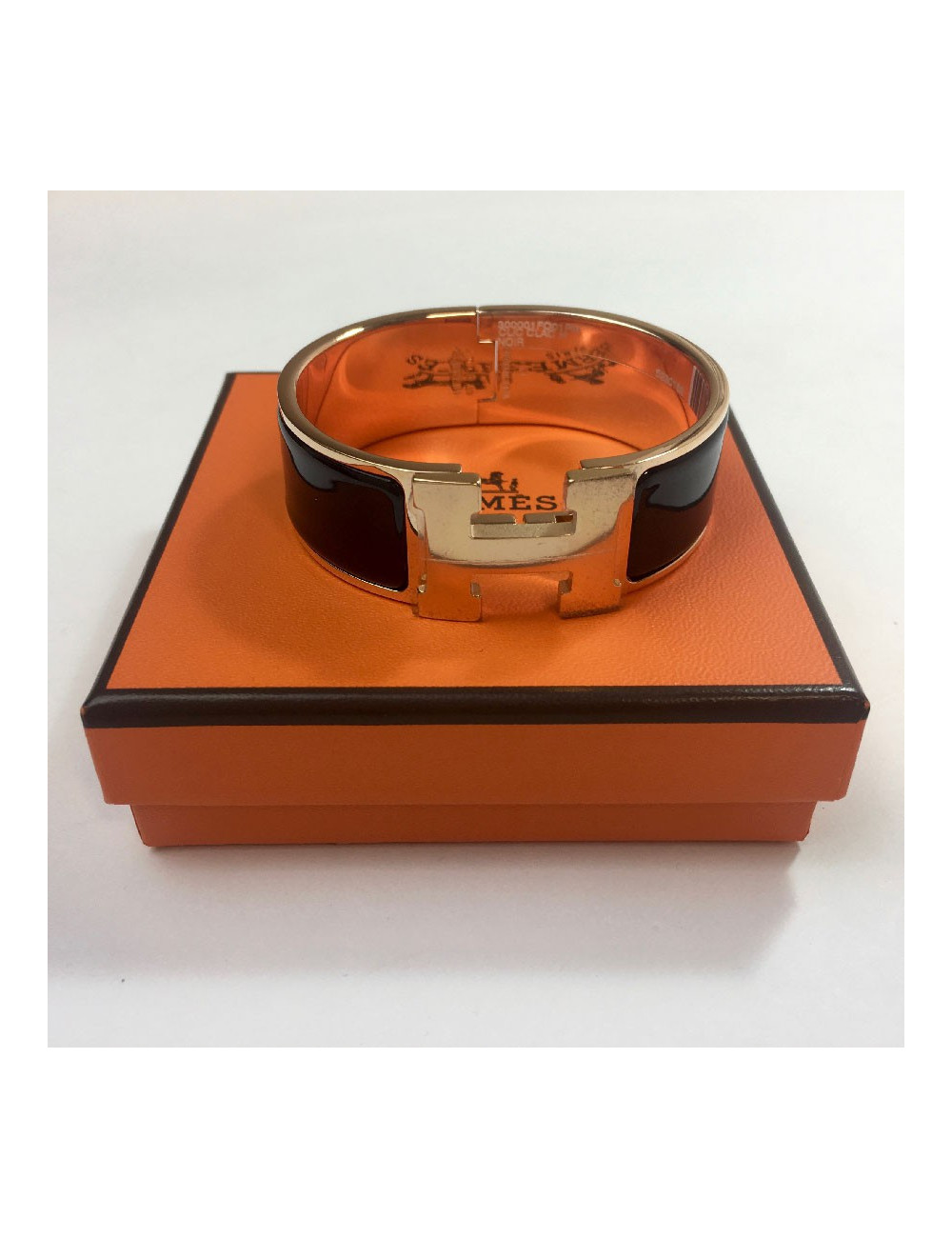 Bracelet clic clac HERMES émail noir