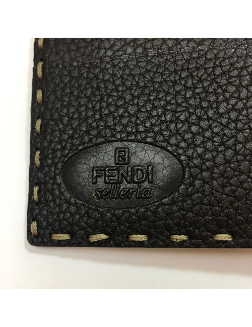 Portefeuille FENDI cuir taurillon marron foncé