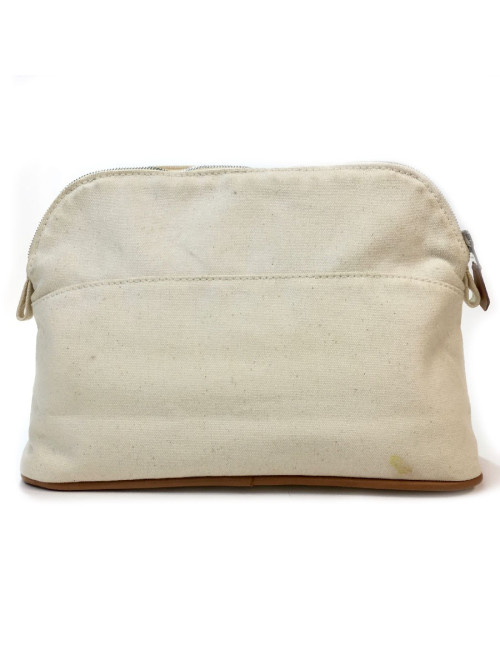 Trousse de toilette HERMES en toile beige PM