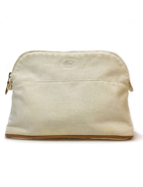 Trousse de toilette HERMES en toile beige PM
