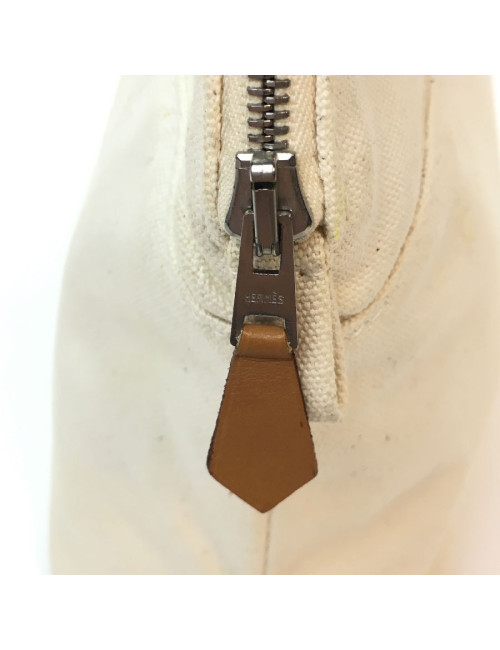 Trousse de toilette HERMES en toile beige PM