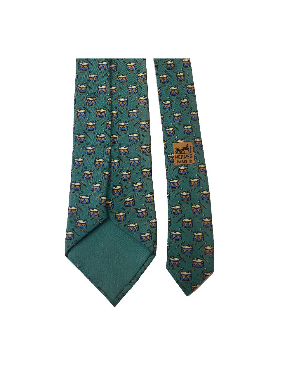 Cravate HERMES soie bleue et rouge