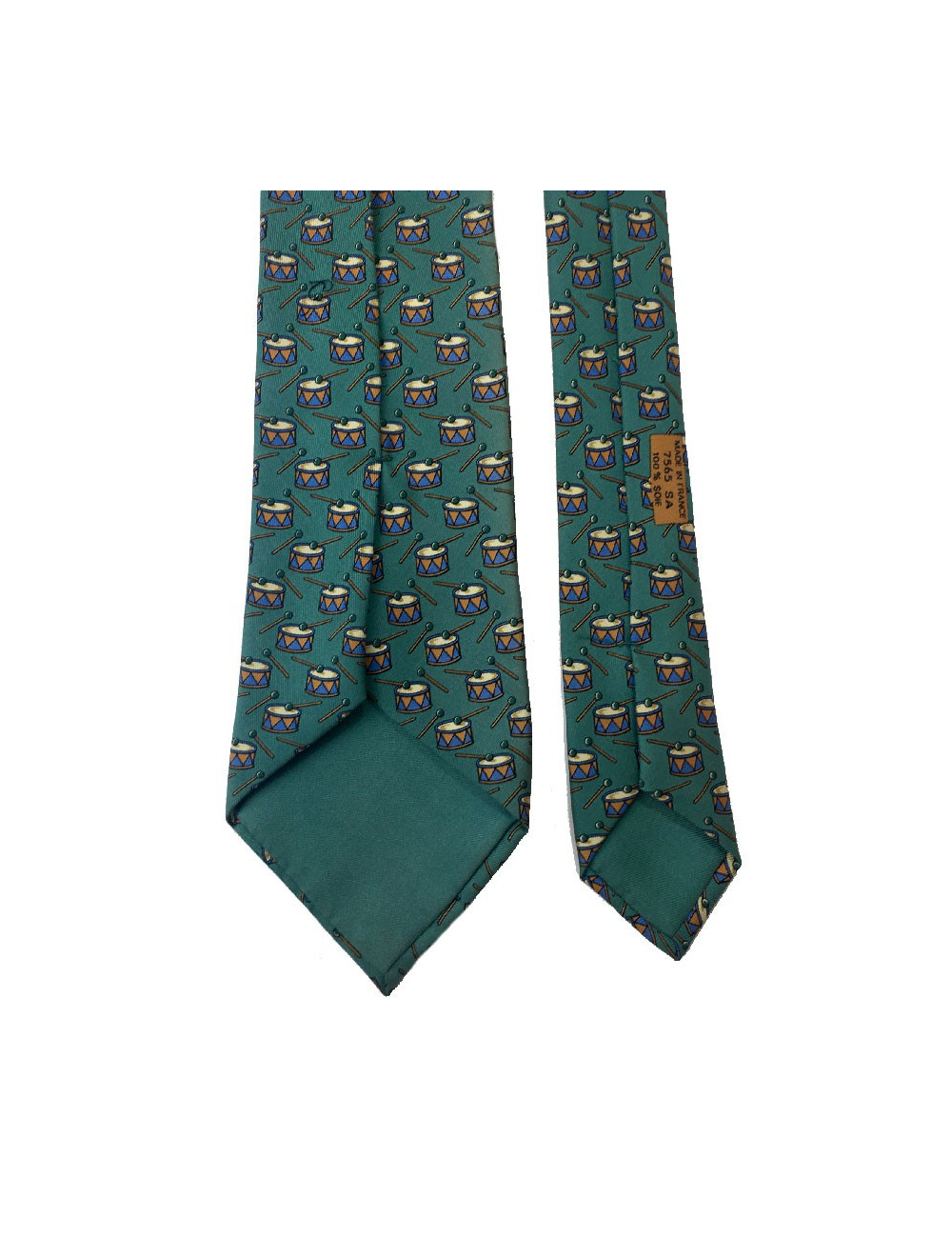 Cravate HERMES soie bleue et rouge