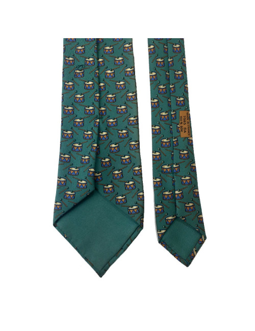 Cravate HERMES soie bleue et rouge