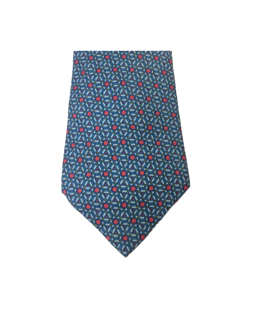 Cravate HERMES soie bleue et rouge