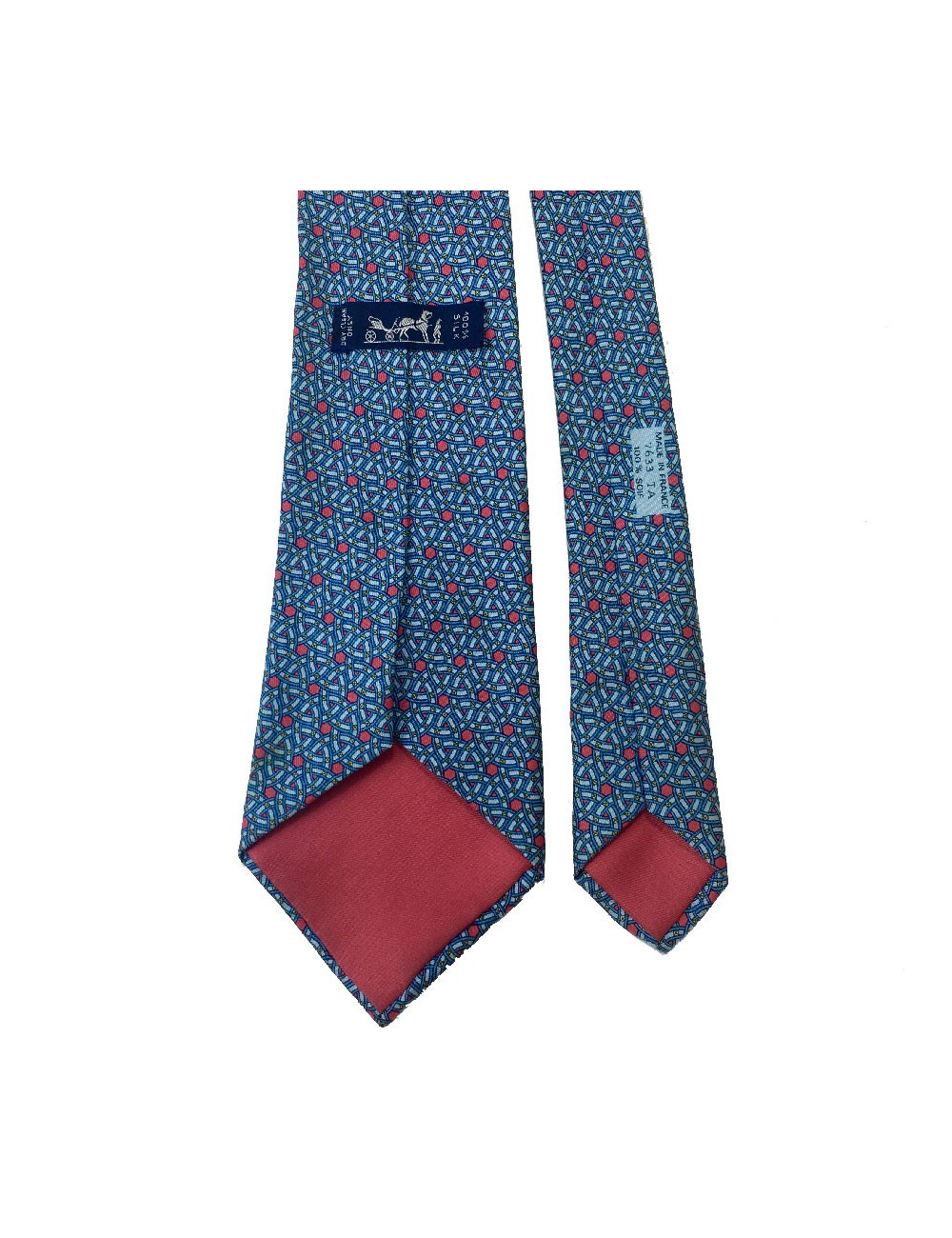 Cravate HERMES soie bleue et rouge