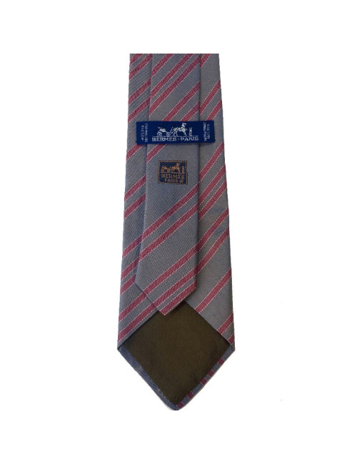 Cravate HERMES soie bleue et rouge