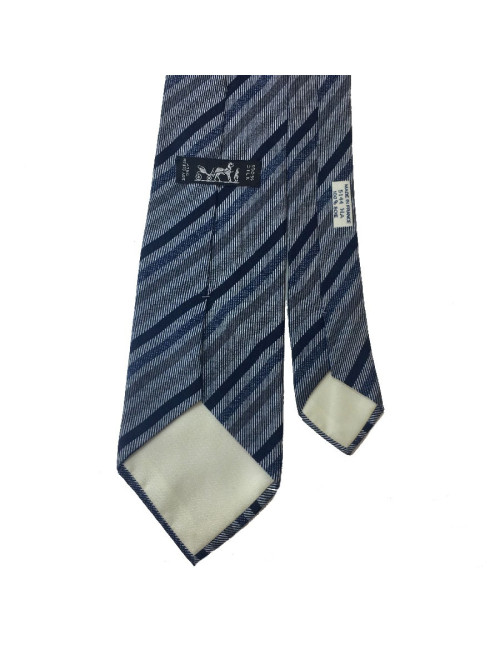 Cravate HERMES soie bleue et rouge