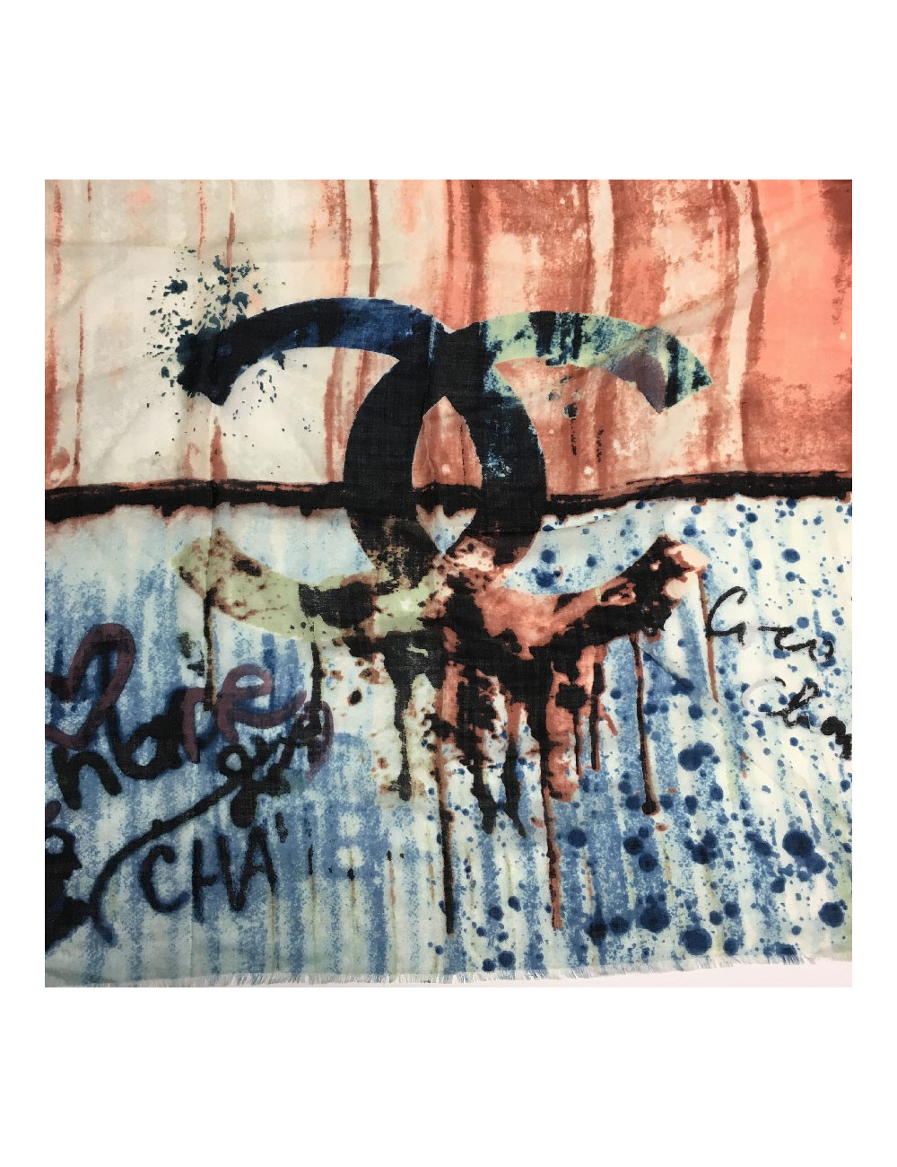 CHANEL graffiti shawl in cashmere