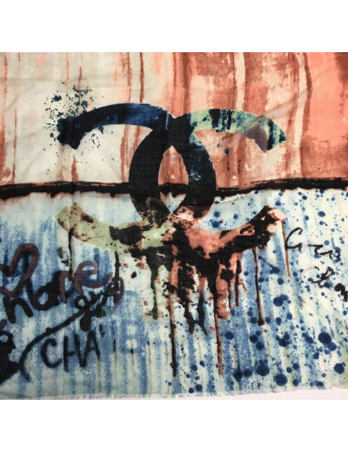 Châle CHANEL en cachemire imprimés