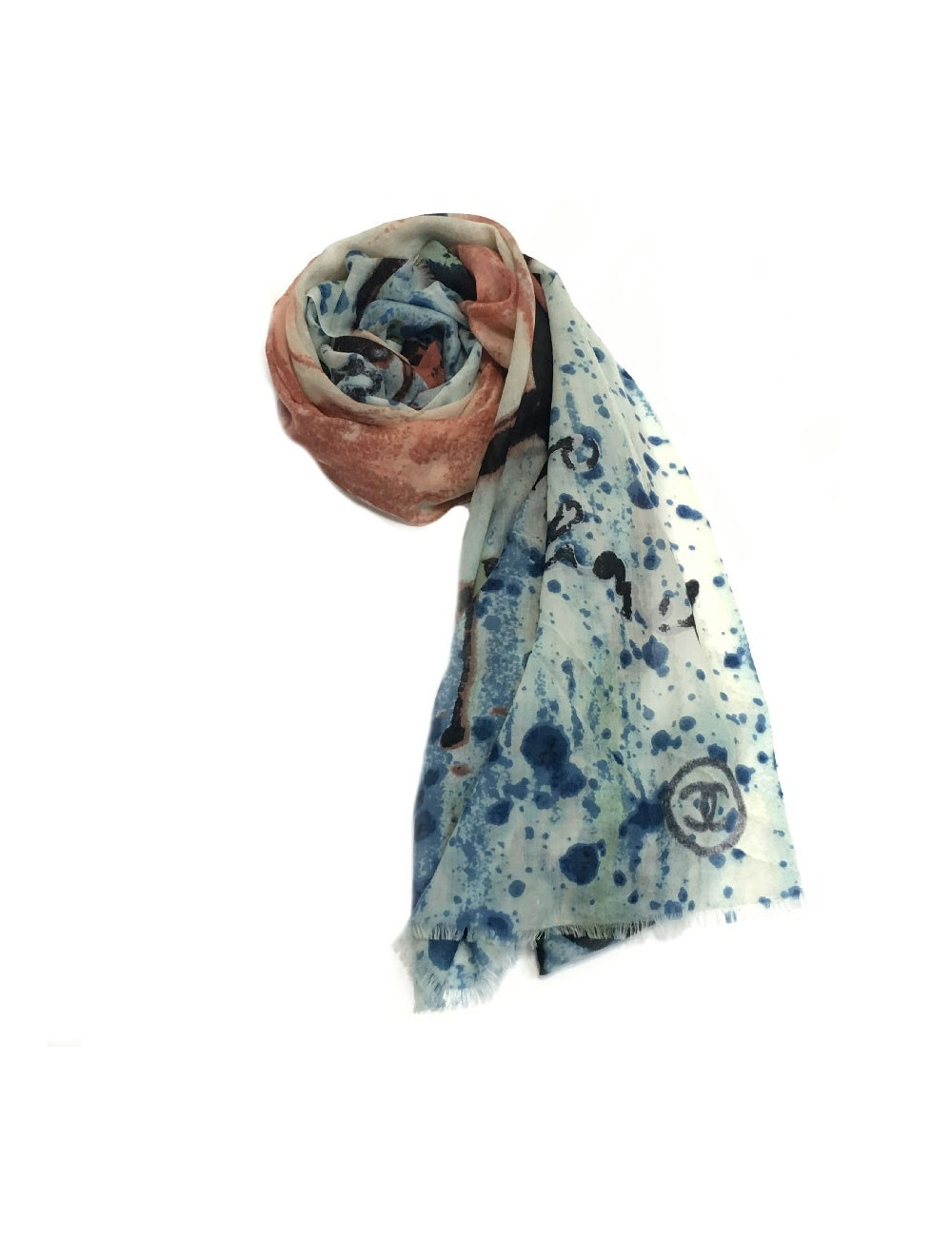 CHANEL graffiti shawl in cashmere