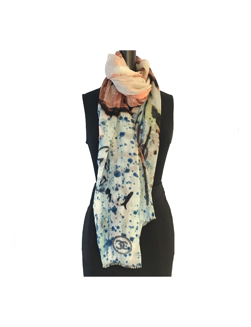 CHANEL graffiti shawl in cashmere