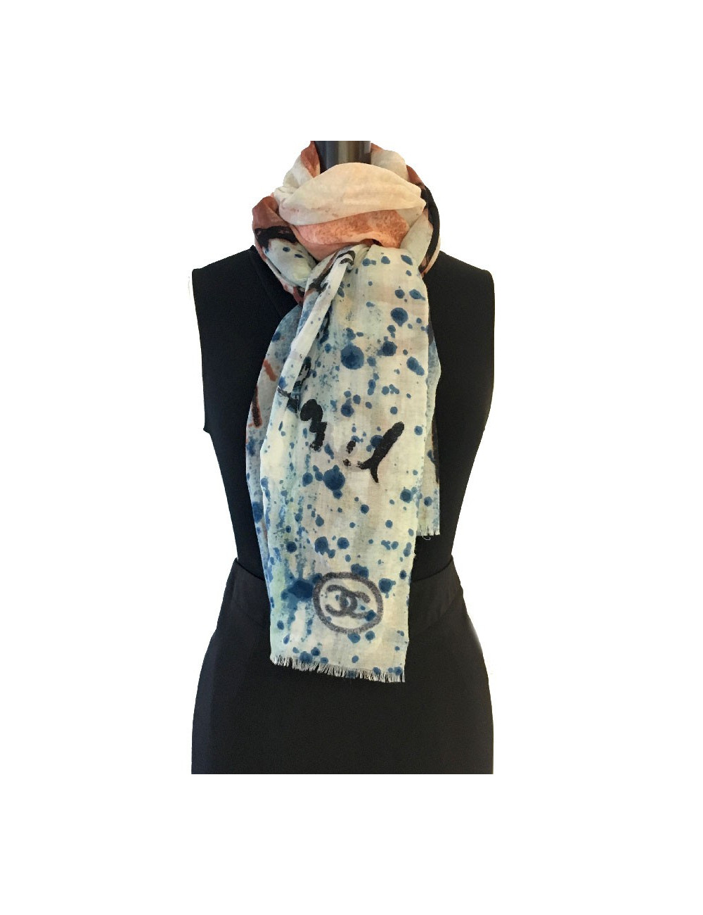 CHANEL graffiti shawl in cashmere