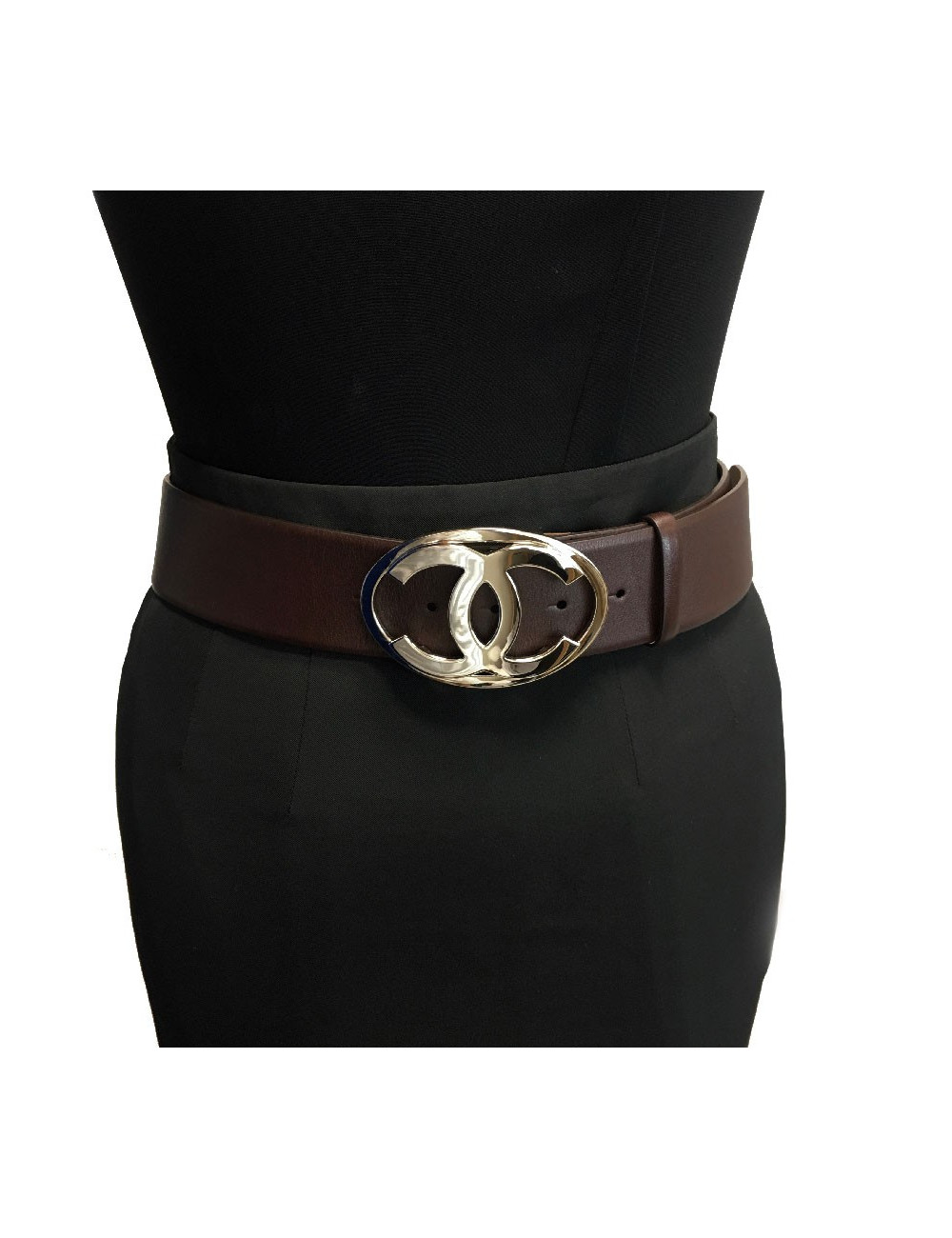 Ceinture CHANEL T 80 en cuir marron