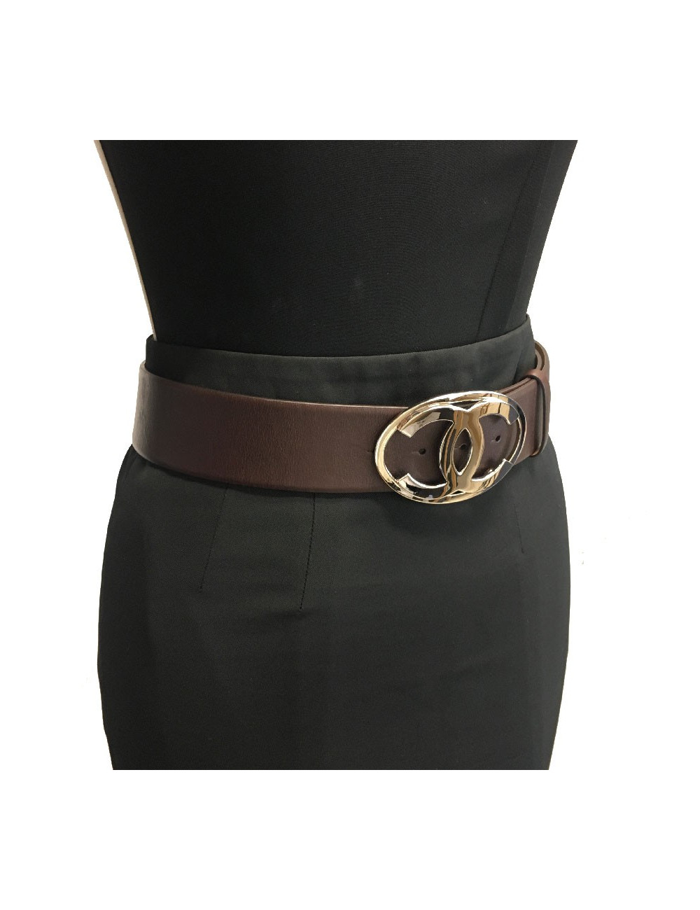 Ceinture CHANEL T 80 en cuir marron
