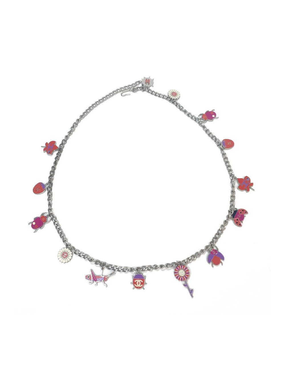 Ceinture CHANEL argentée avec charms