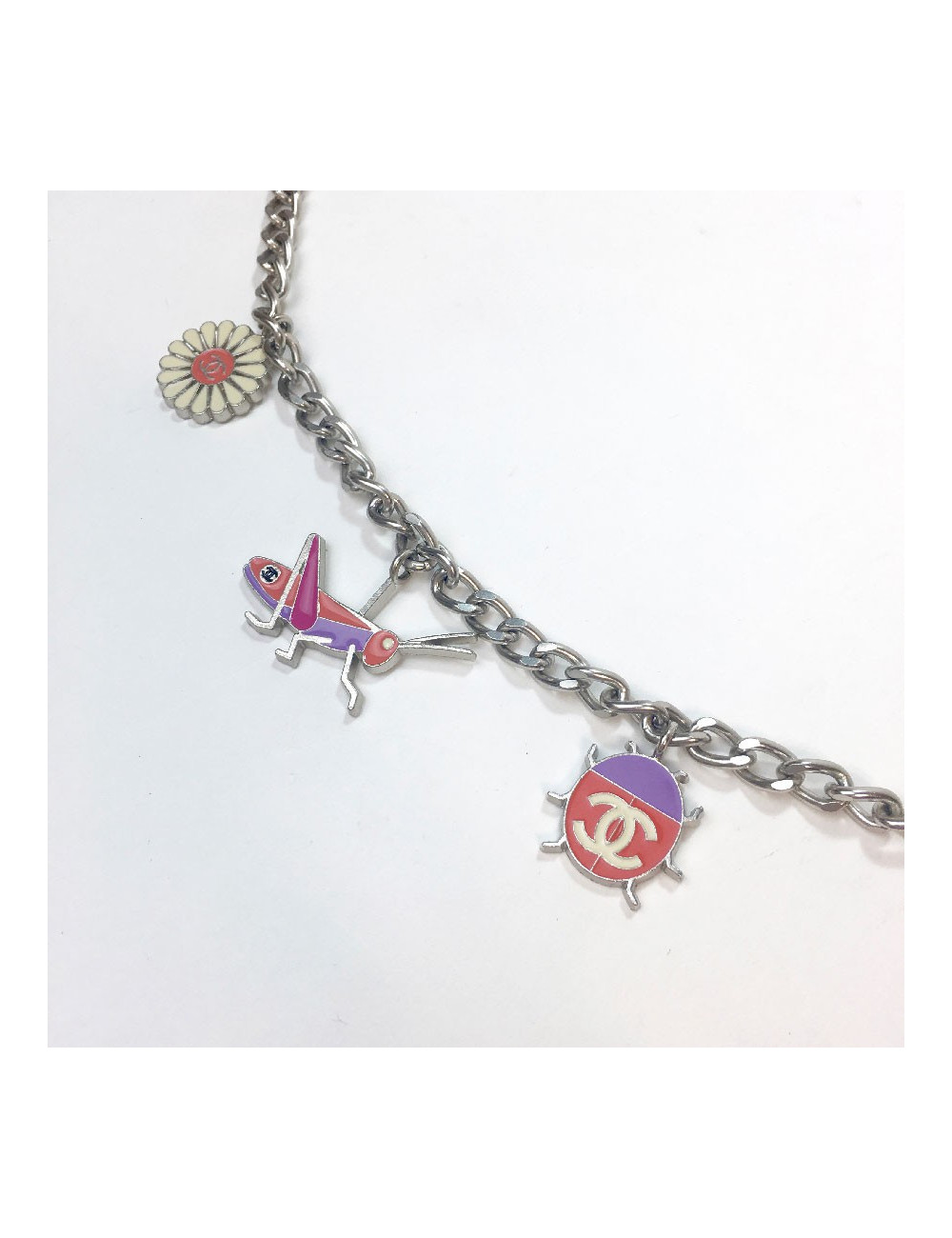 CHANEL chain belt in silver metal with charms