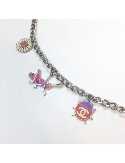 CHANEL chain belt in silver metal with charms