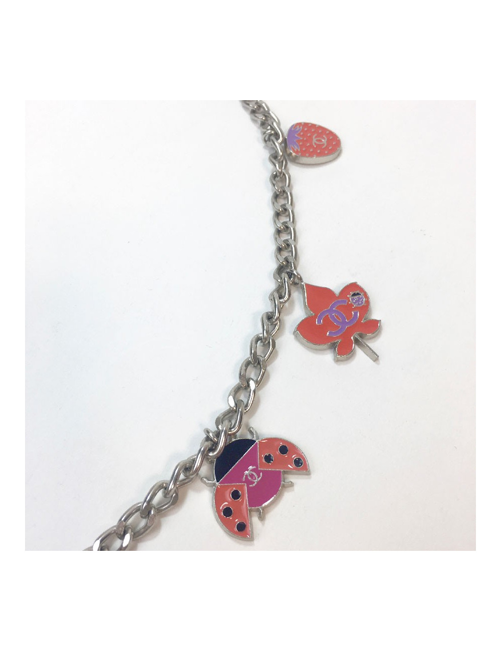 CHANEL chain belt in silver metal with charms