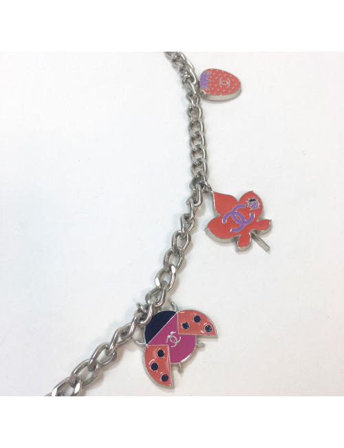 CHANEL chain belt in silver metal with charms