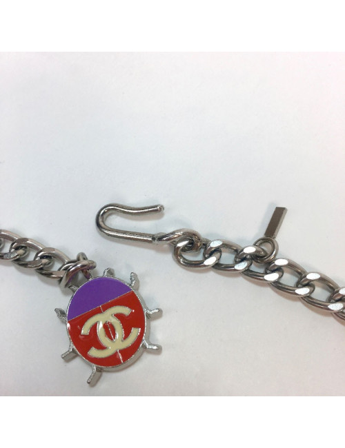 CHANEL chain belt in silver metal with charms