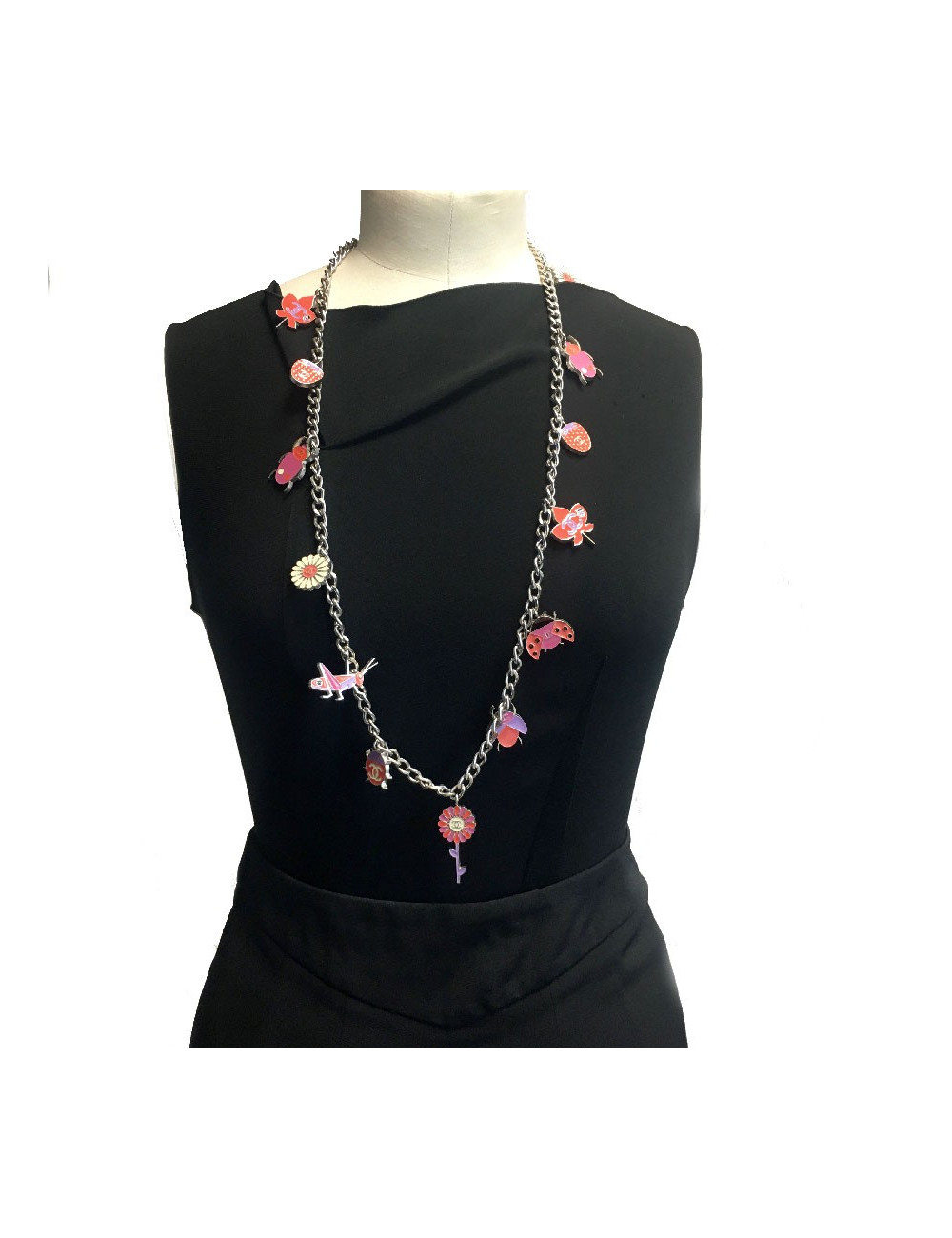 CHANEL chain belt in silver metal with charms