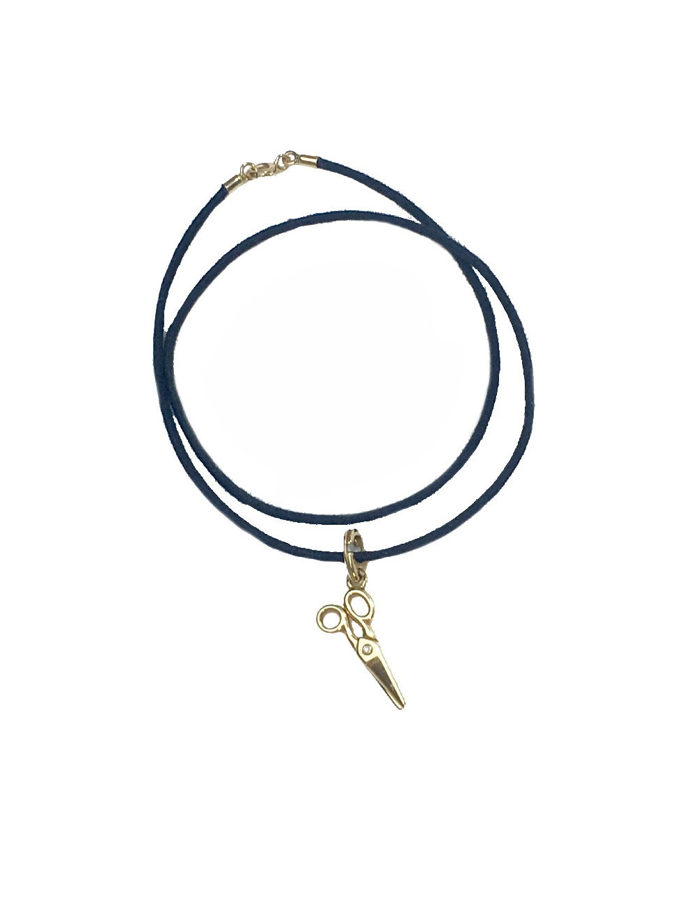 Collier DIOR lien noir et charm ciseau en or