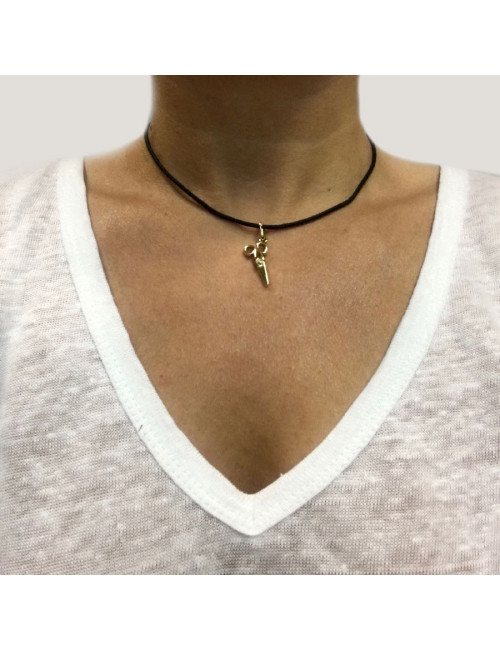 DIOR necklace with a scissors charm in gold and small diamond