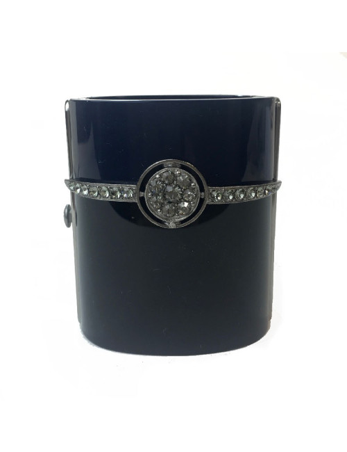 CHANEL blue and black cuff bracelet 