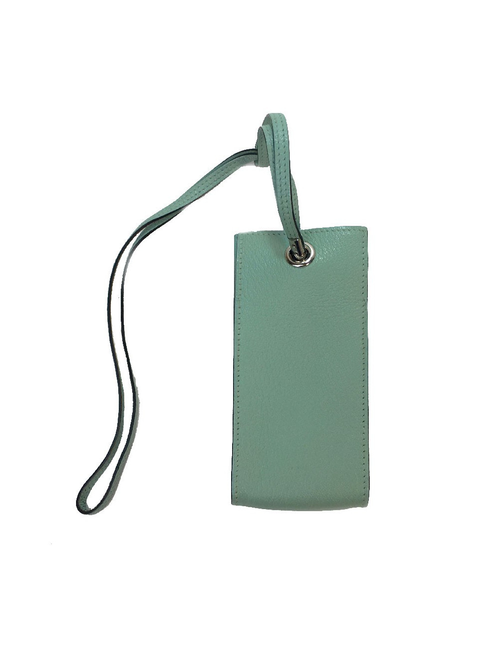 mini pochette HERMES en cuir bleu céladon