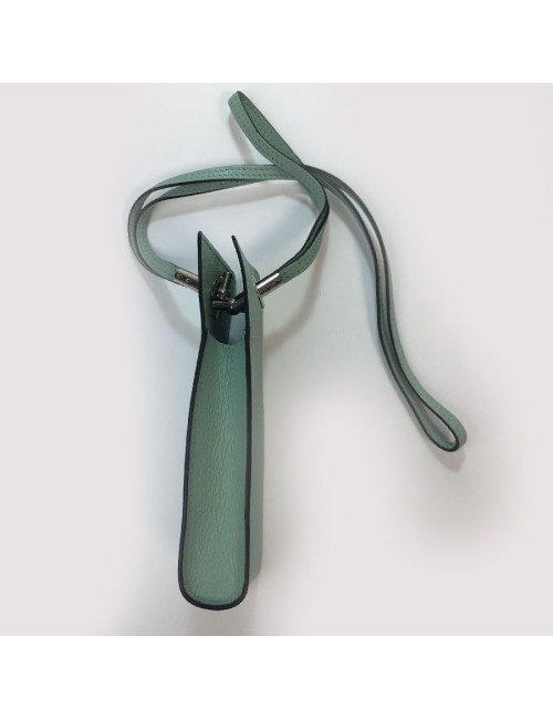 mini pochette HERMES en cuir bleu céladon