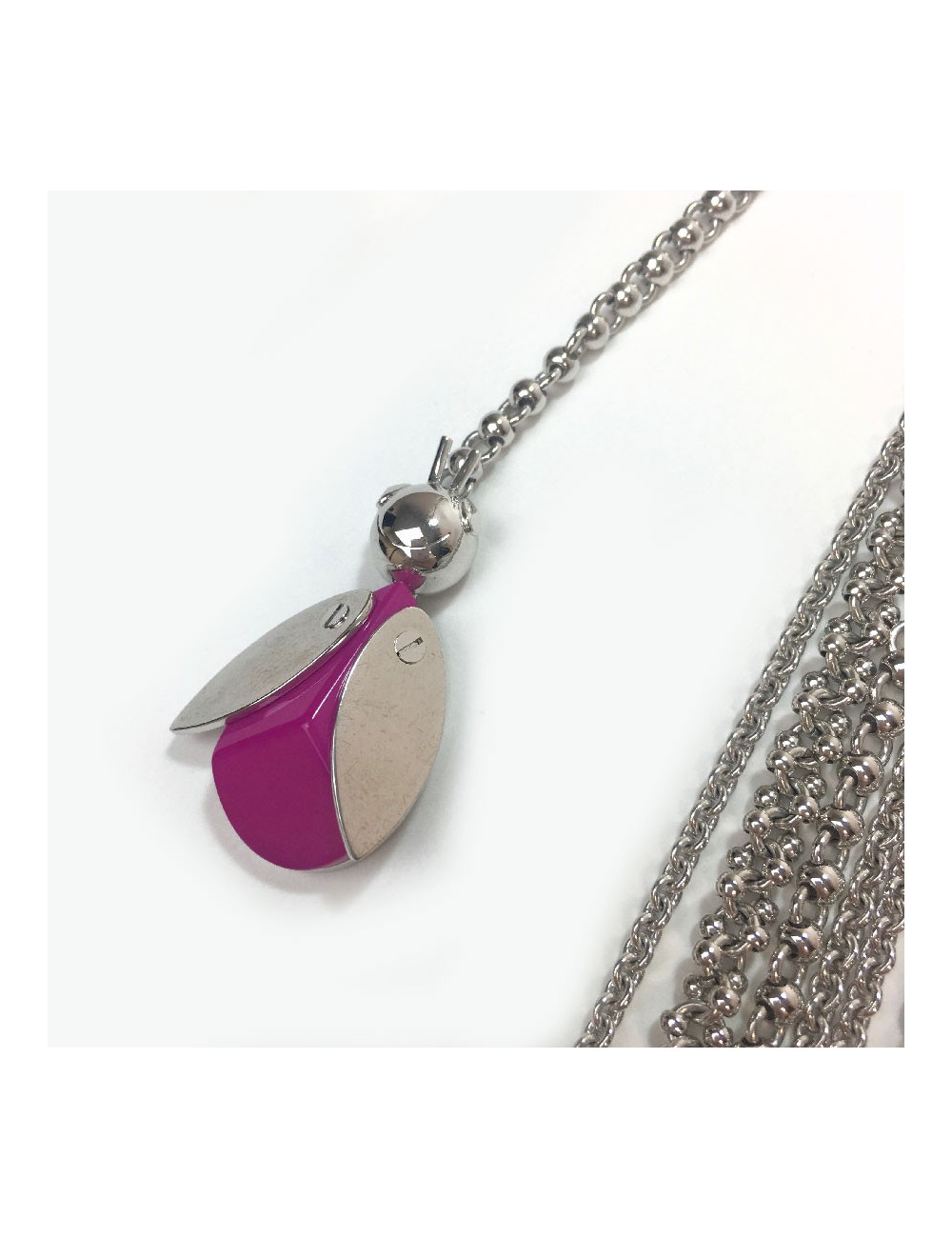 DIOR multi-row silver metal necklace