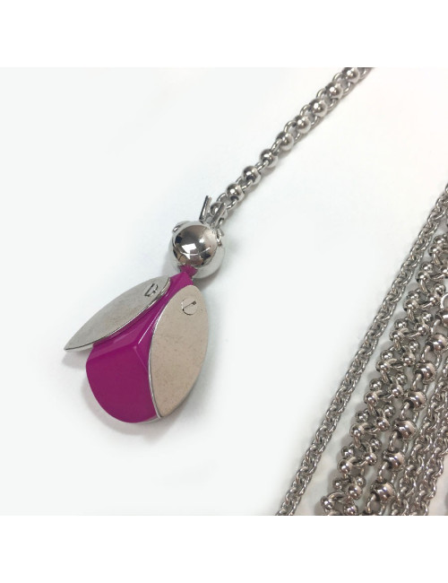 Sautoir DIOR multirangs en métal argenté