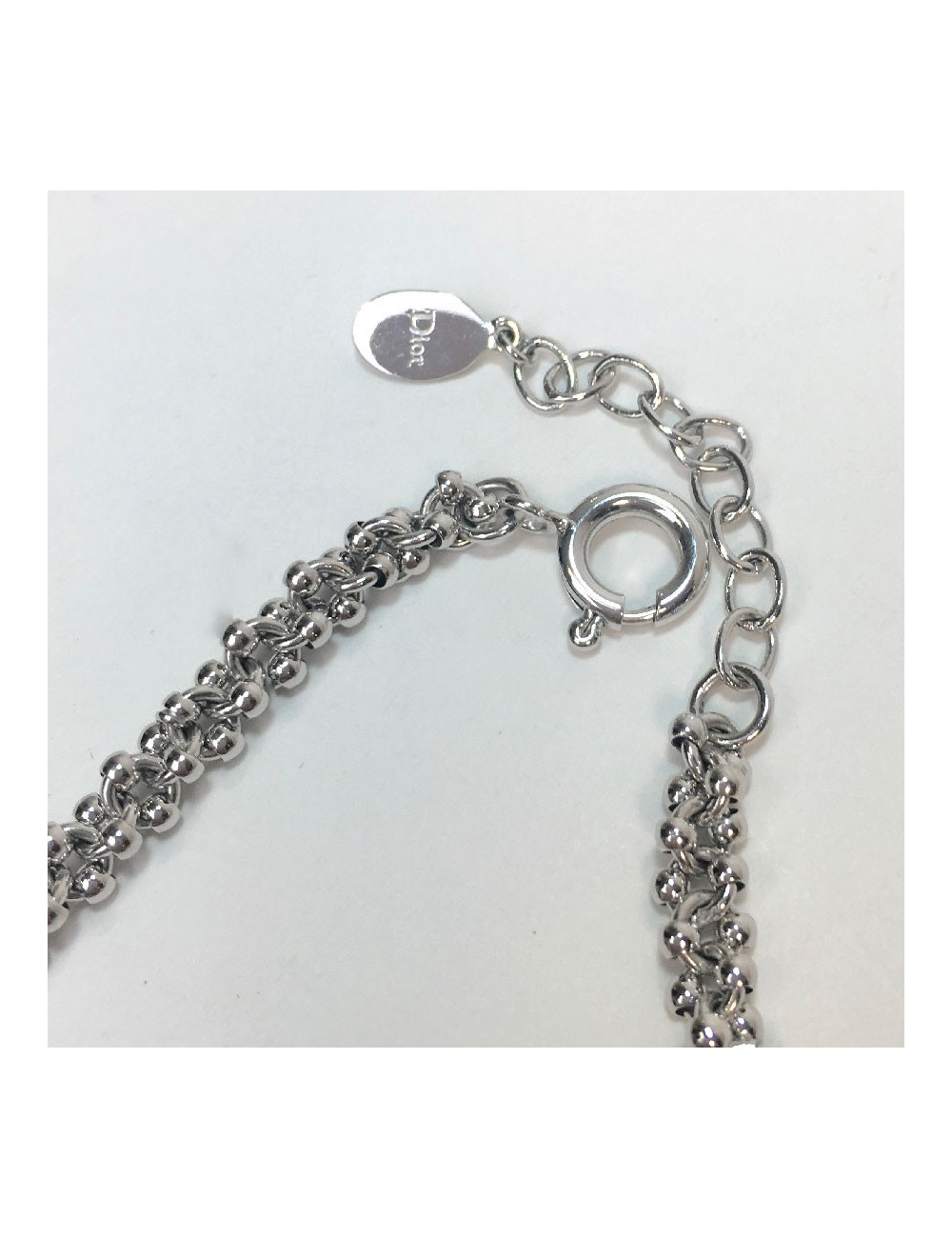 DIOR multi-row silver metal necklace