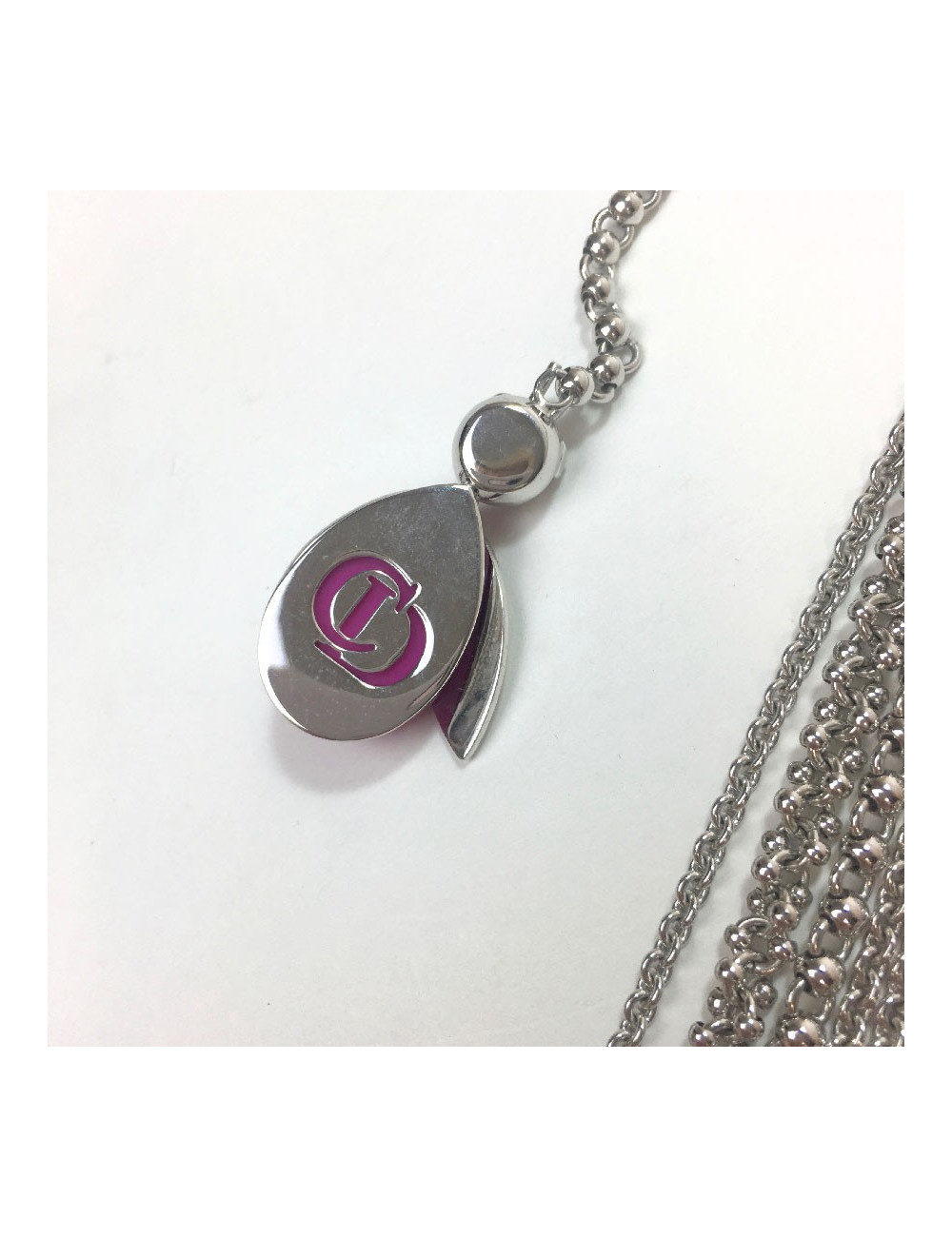 DIOR multi-row silver metal necklace