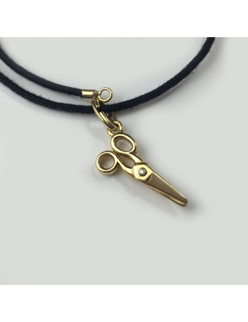 DIOR necklace with a scissors charm in gold and small diamond