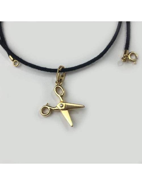 DIOR necklace with a scissors charm in gold and small diamond