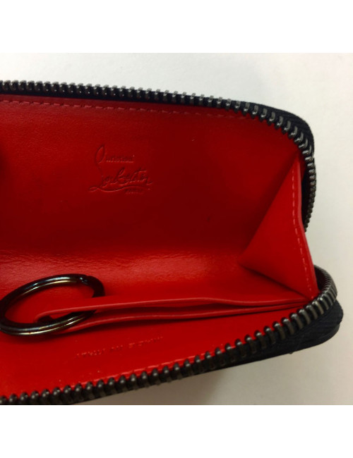 Porte-clés CHRISTIAN LOUBOUTIN clouté en cuir noir