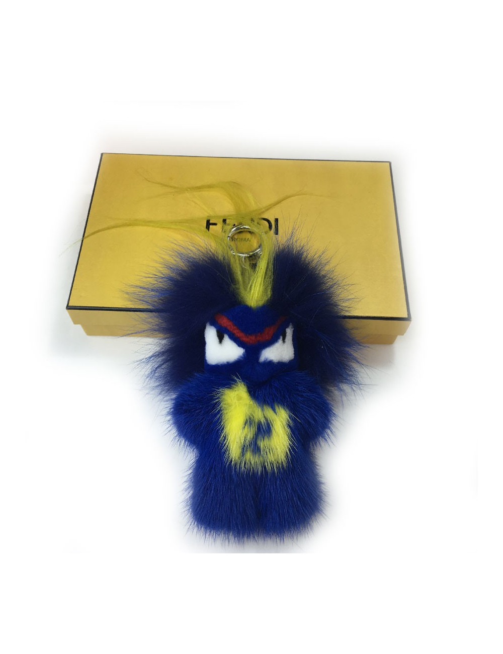 Bijou de sac FENDI Fendirumi Bug-Kun en vison bleu et jaune