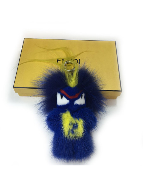Bijou de sac FENDI Fendirumi Bug-Kun en vison bleu et jaune