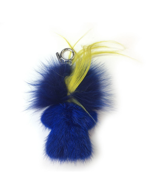 Bijou de sac FENDI Fendirumi Bug-Kun en vison bleu et jaune